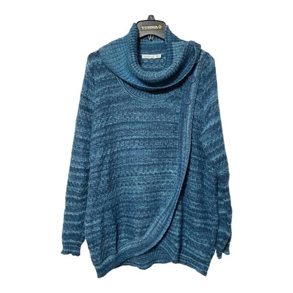 Revolution Cowl Neck Sweater Plus Peacock Button Accent Long Sleeve Knit Womens